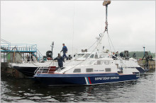 Спуск на воду малого пограничного катера «Чибис» проекта 21850